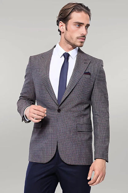KOALA SYDNEY  Gingham Slim Fit Brown Men Blazer -