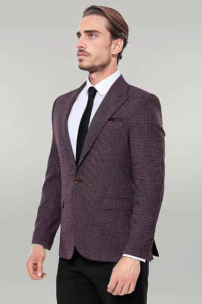 KOALA SYDNEY  Gingham Slim Fit Single Button Black Men Blazer -