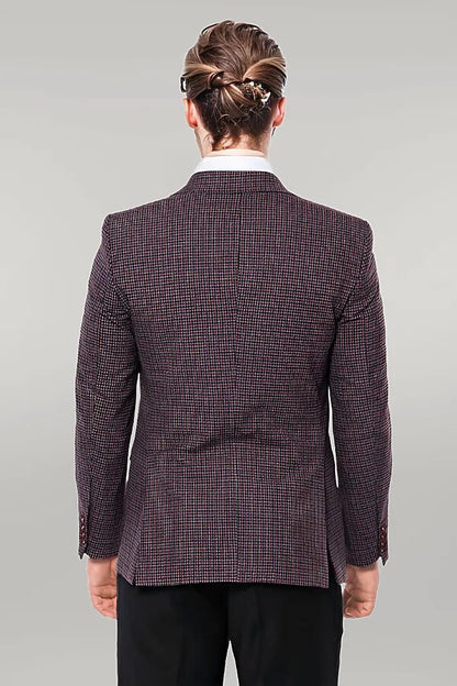 KOALA SYDNEY  Gingham Slim Fit Single Button Black Men Blazer -