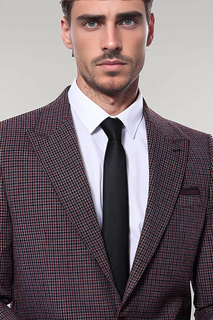 KOALA SYDNEY  Gingham Slim Fit Single Button Black Men Blazer -