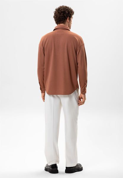 Men's Light Brown Oversize Classic Shirt -