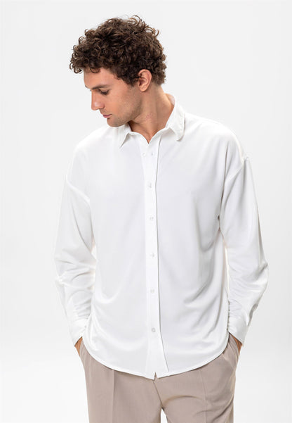 Men's Ecru Oversize Classic Shirt -