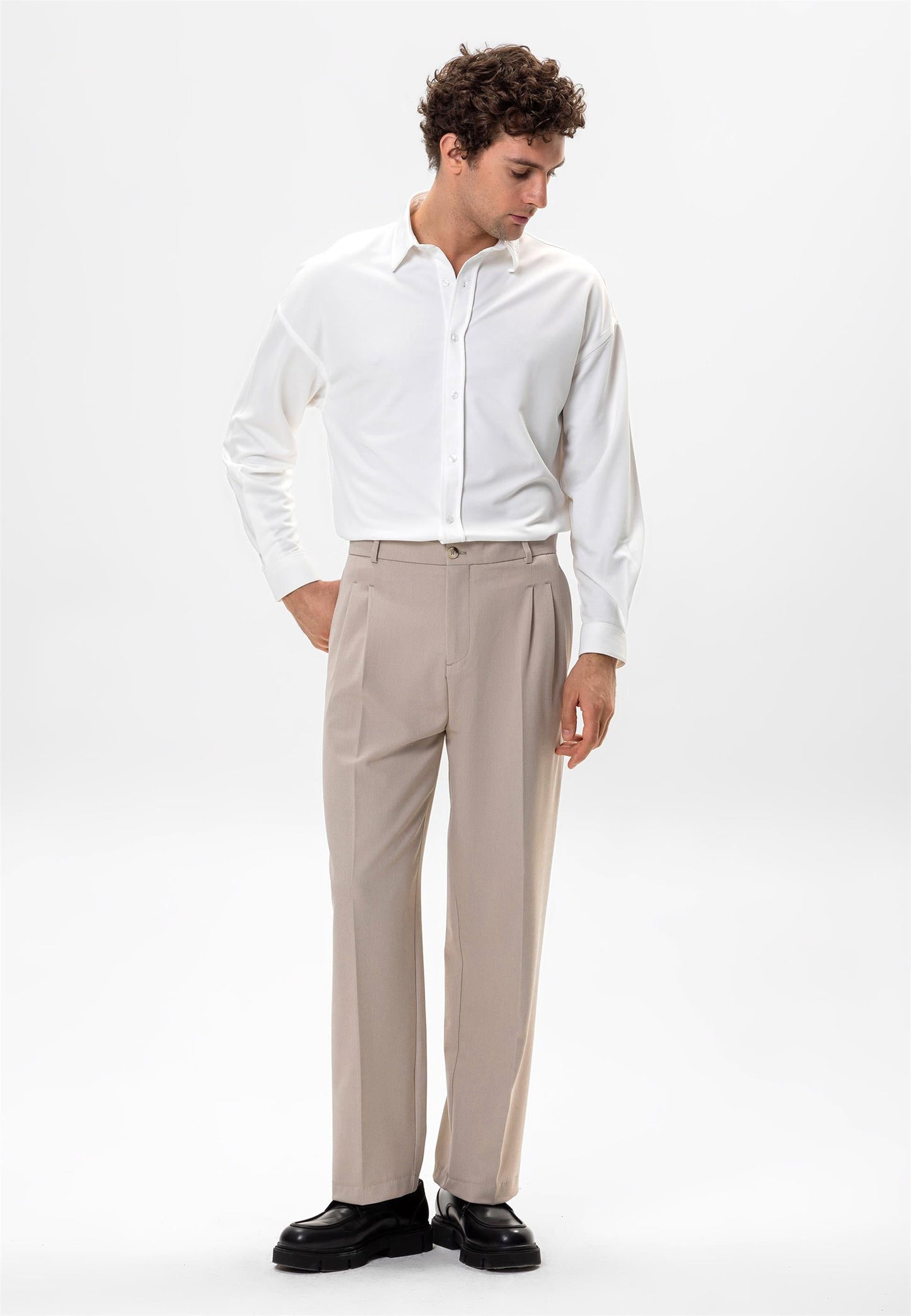 Men's Ecru Oversize Classic Shirt -