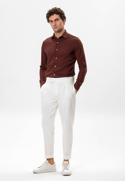 Men's Brown Slim Fit Shirt