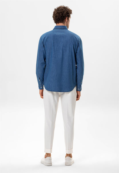 Men's Blue Regular Fit Denim Shirt