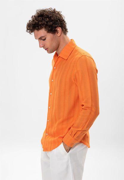 KOALA SYDNEY Men's Orange Knitted Patterned Shirt