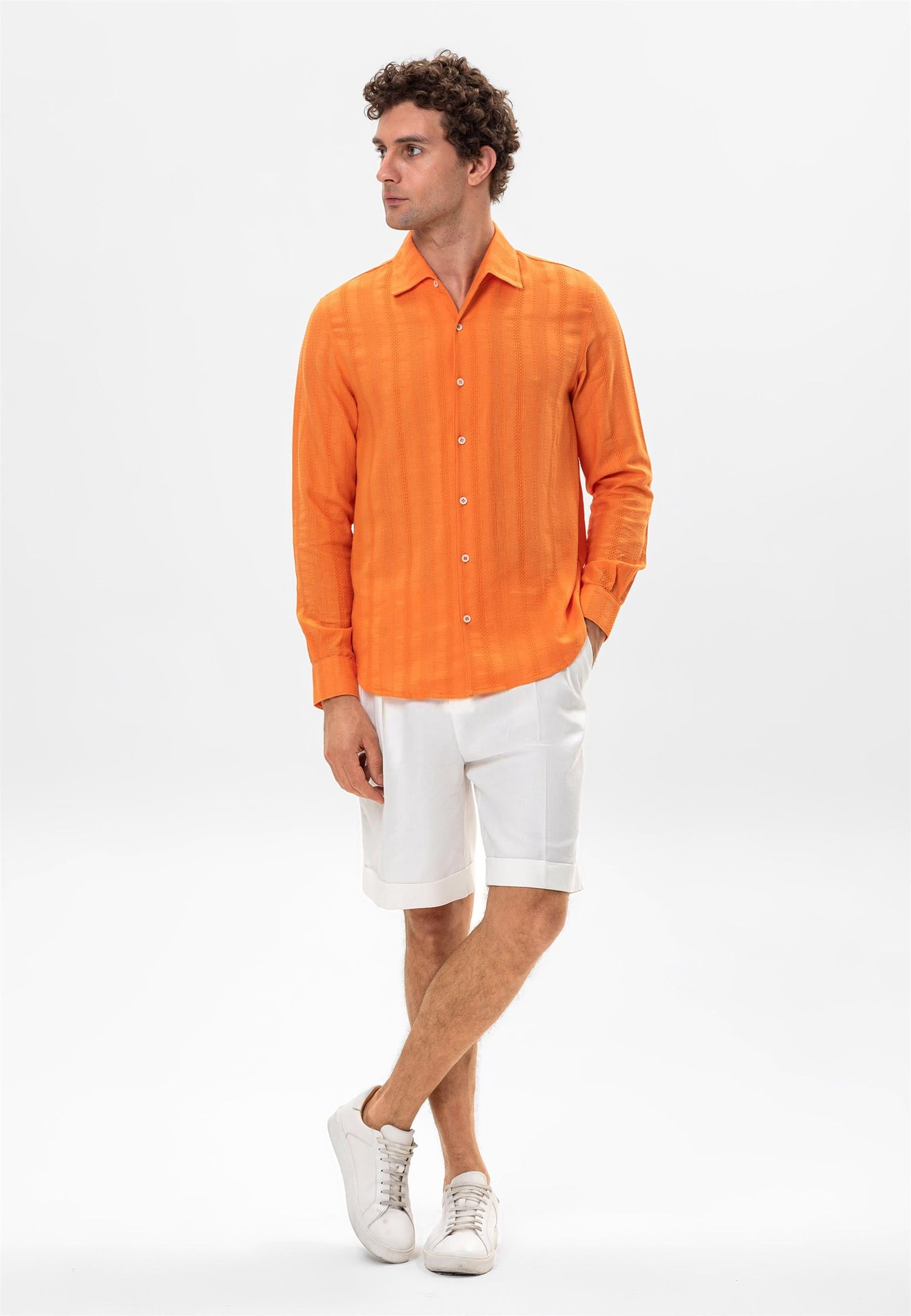 KOALA SYDNEY Men's Orange Knitted Patterned Shirt