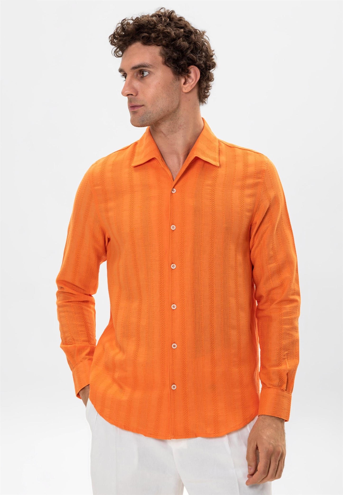 KOALA SYDNEY Men's Orange Knitted Patterned Shirt