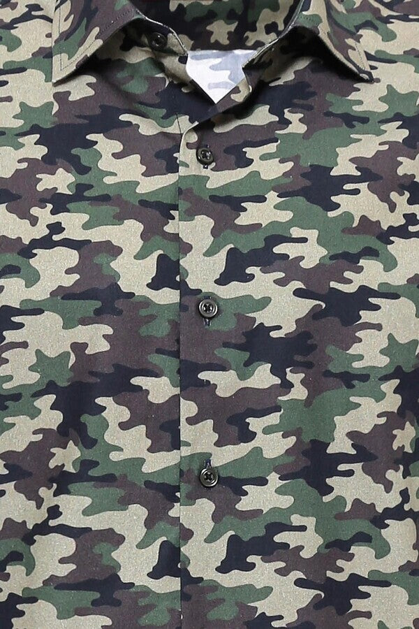 Green Camouflage Pattern Shirt