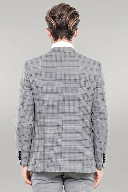 KOALA SYDNEY  Grey Plaid Vested Men's Suit |