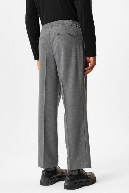 Gray Elastic Waist Baggy Men's Trousers