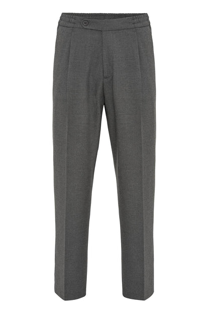 Gray Elastic Waist Baggy Men's Trousers