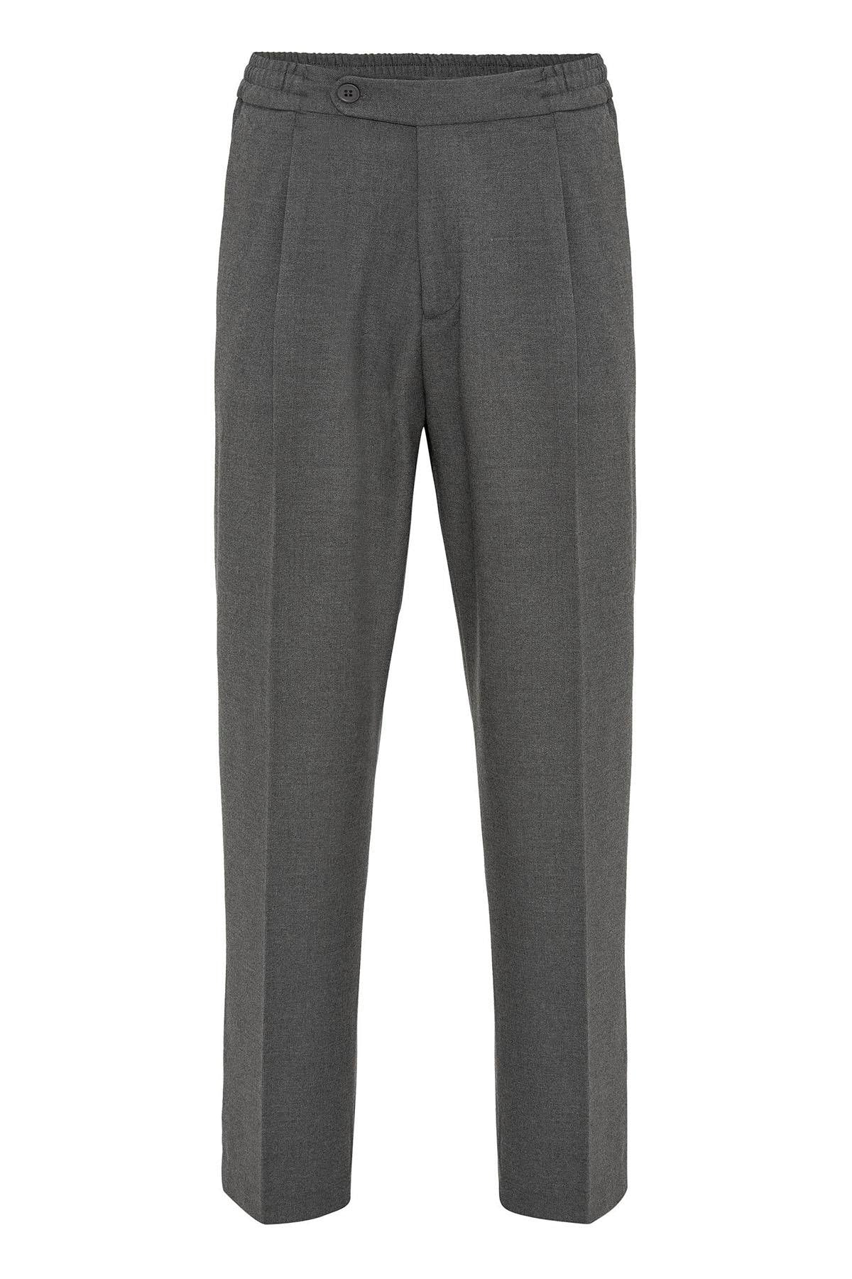 Gray Elastic Waist Baggy Men's Trousers