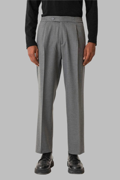 Gray Elastic Waist Baggy Men's Trousers