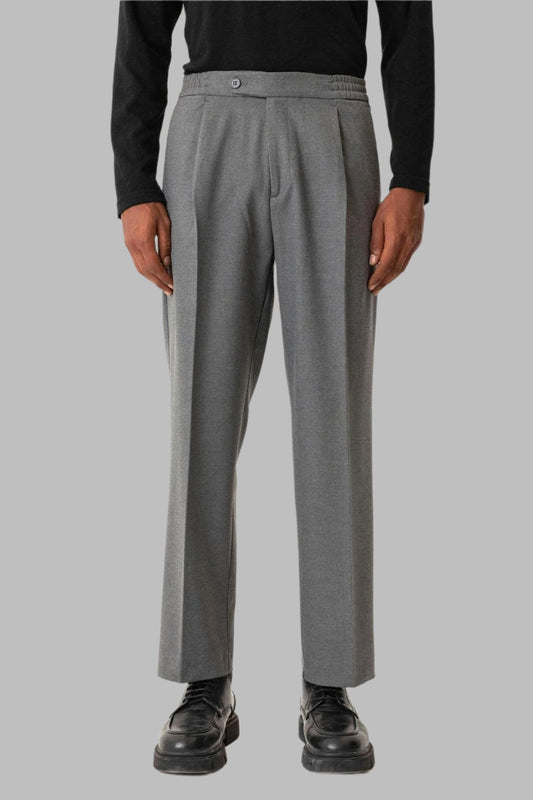 Gray Elastic Waist Baggy Men's Trousers