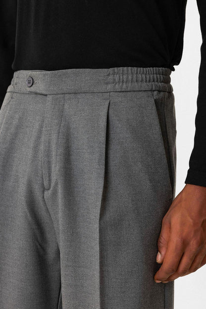 Gray Elastic Waist Baggy Men's Trousers