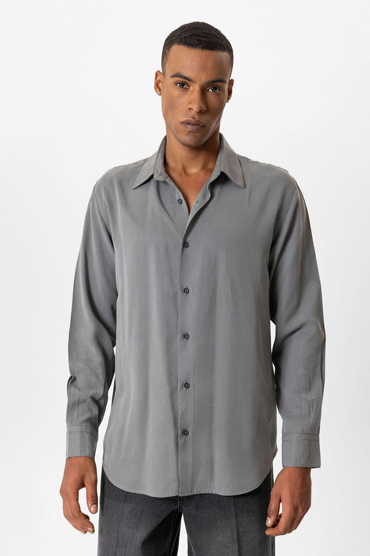 Gray Technical Tencel Fabric Men's Shirt