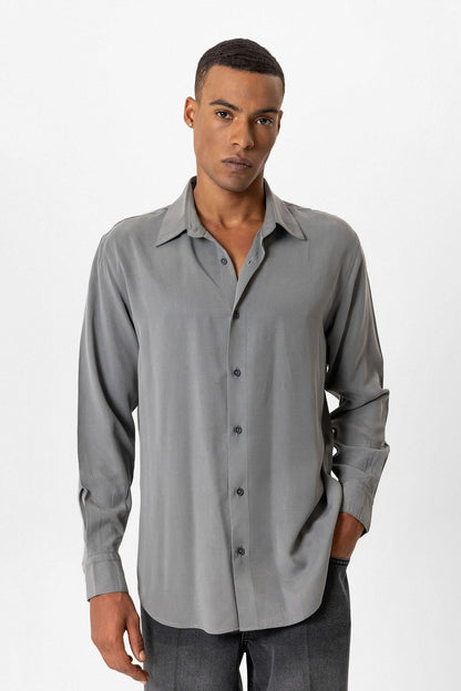Gray Technical Tencel Fabric Men's Shirt