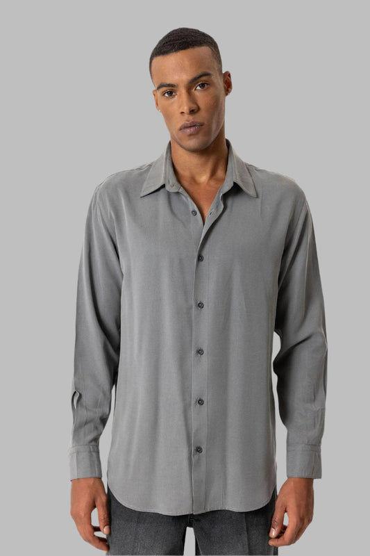 Gray Technical Tencel Fabric Men's Shirt