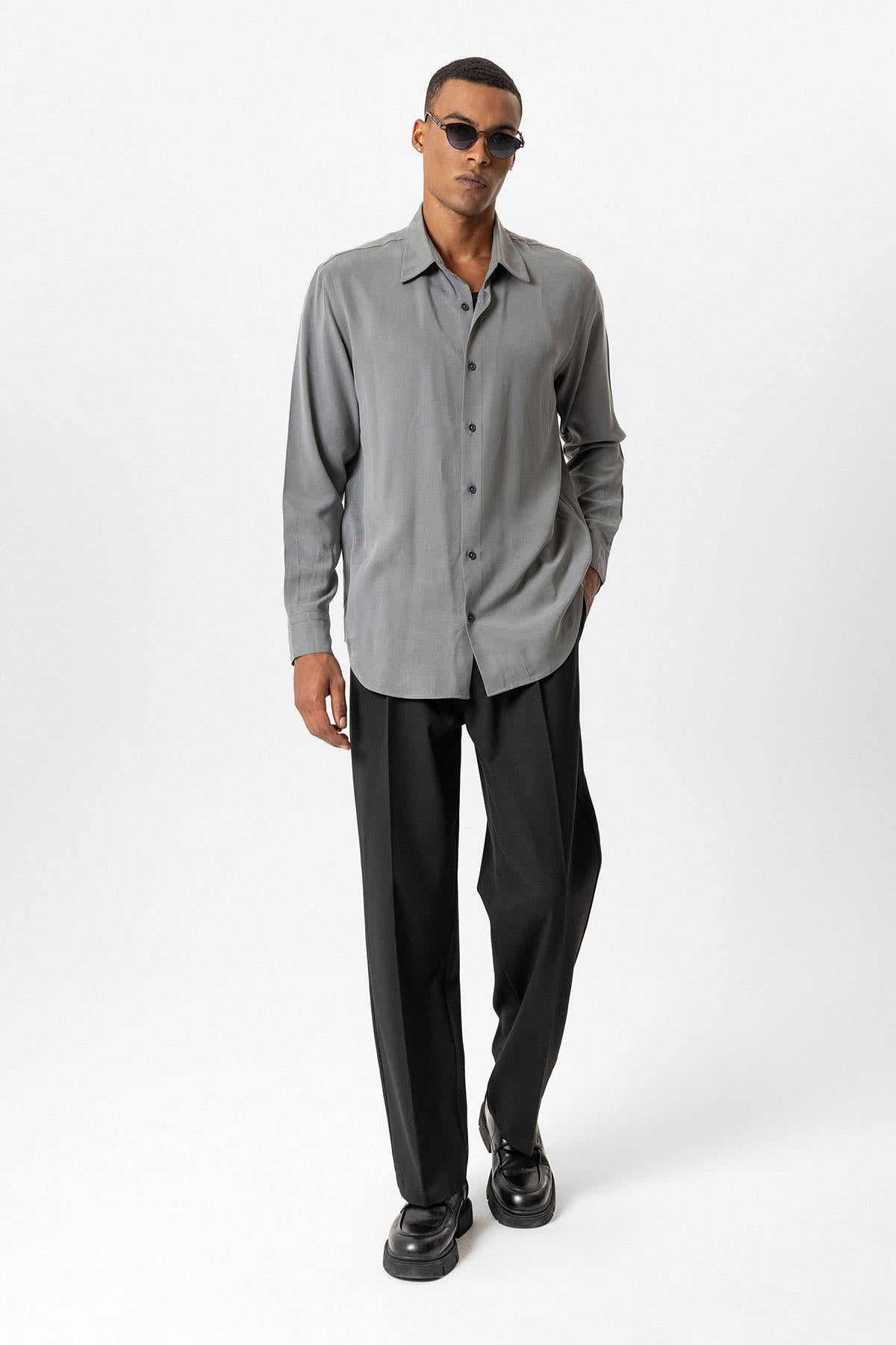 Gray Technical Tencel Fabric Men's Shirt