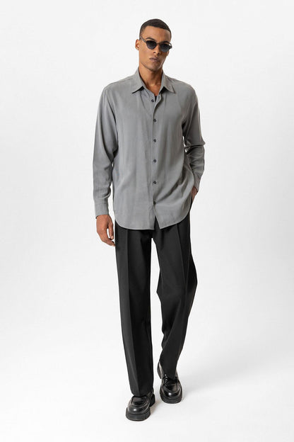 Gray Technical Tencel Fabric Men's Shirt