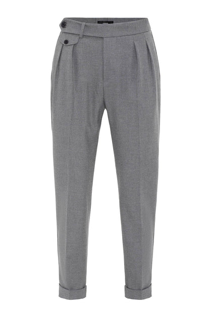 Gray High-Waisted Pleated Technical Men's Trousers