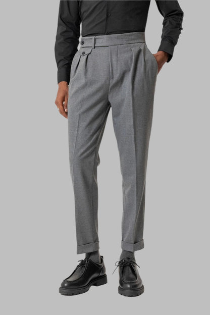 Gray High-Waisted Pleated Technical Men's Trousers
