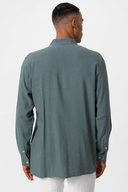 KOALA SYDNEY  Men's Khaki Stand Collar Long-Sleeve Shirt -