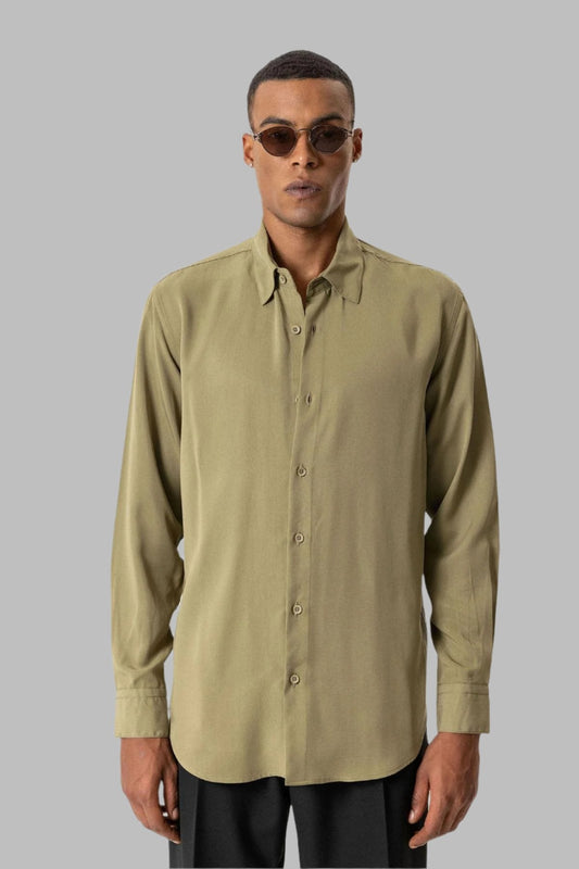 Khaki Technical Tencel Fabric Men's Shirt -