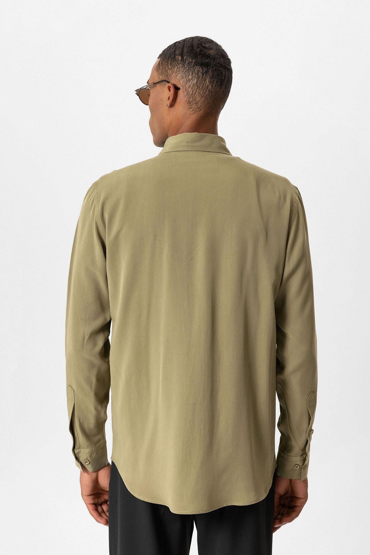 Khaki Technical Tencel Fabric Men's Shirt