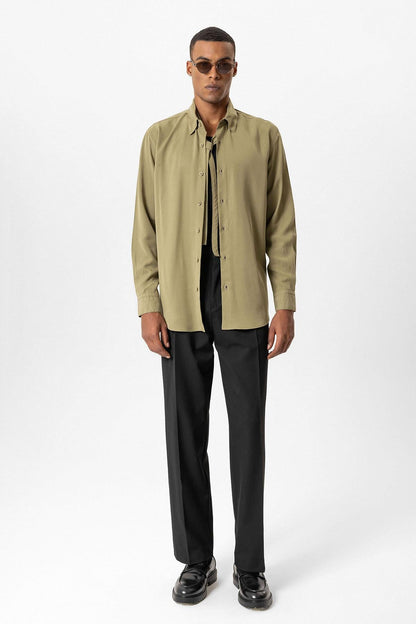 Khaki Technical Tencel Fabric Men's Shirt