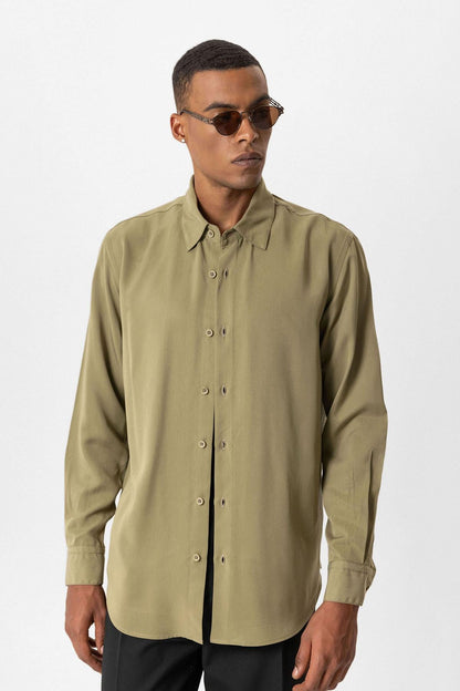 Khaki Technical Tencel Fabric Men's Shirt
