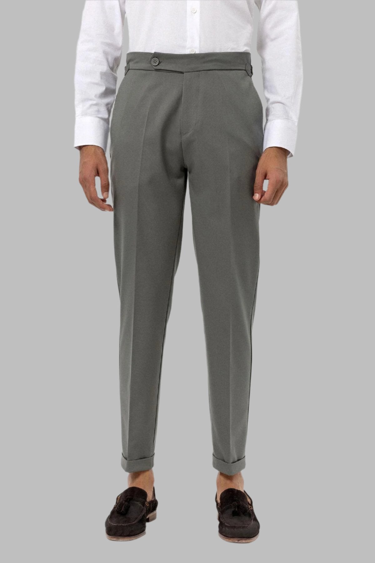 Men's Khaki High-Waist Regular Fit Pants