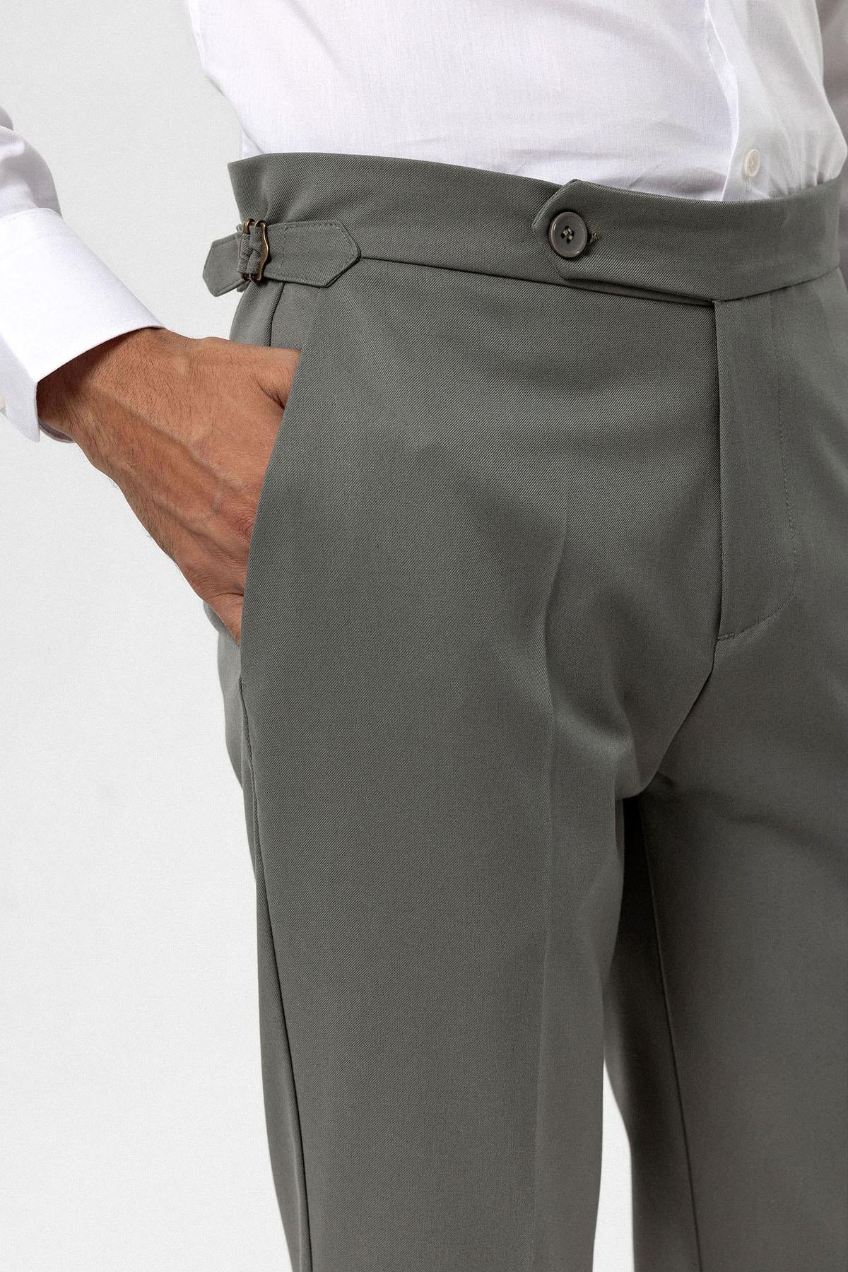Men's Khaki High-Waist Regular Fit Pants