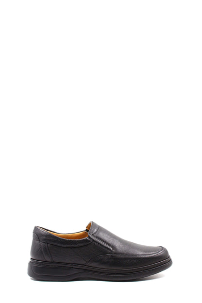KOALA SYDNEY Men's Black Textured Leather Slip-On Loafers with Cushioned Sole