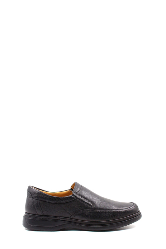 KOALA SYDNEY Men's Black Textured Leather Slip-On Loafers with Cushioned Sole