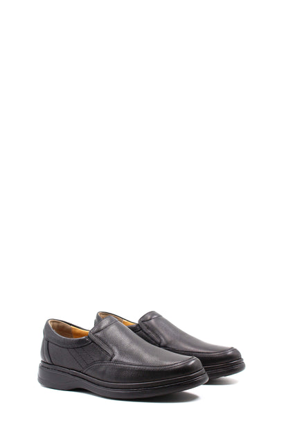 KOALA SYDNEY Men's Black Textured Leather Slip-On Loafers with Cushioned Sole