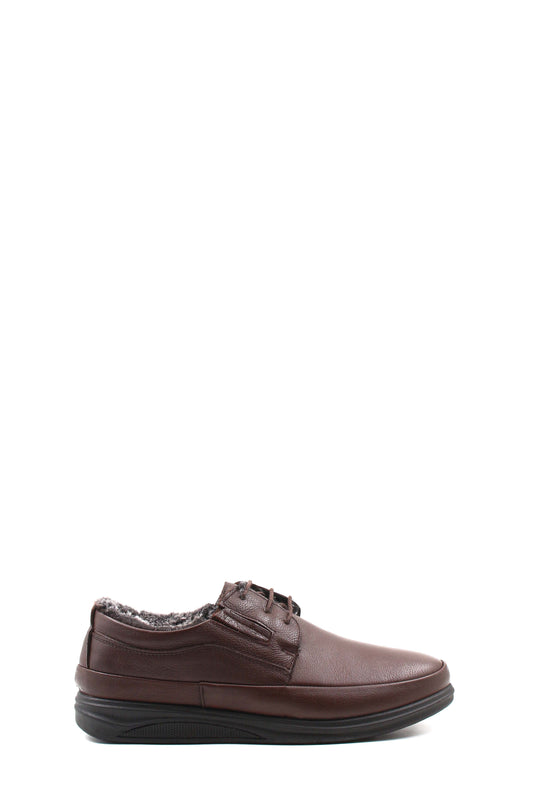KOALA SYDNEY Men's Brown Leather Fleece-Lined Casual Shoes