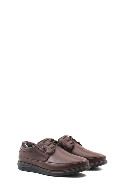 KOALA SYDNEY Men's Brown Leather Fleece-Lined Casual Shoes