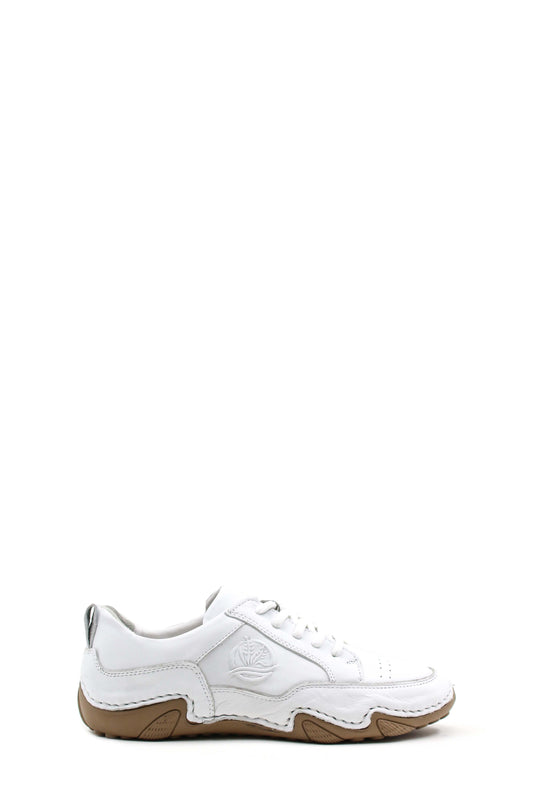 KOALA SYDNEY Men's White Leather Lace-Up Casual Sneakers with Embossed Design