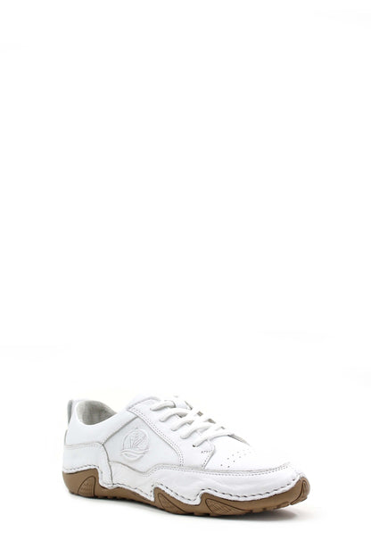KOALA SYDNEY Men's White Leather Lace-Up Casual Sneakers with Embossed Design
