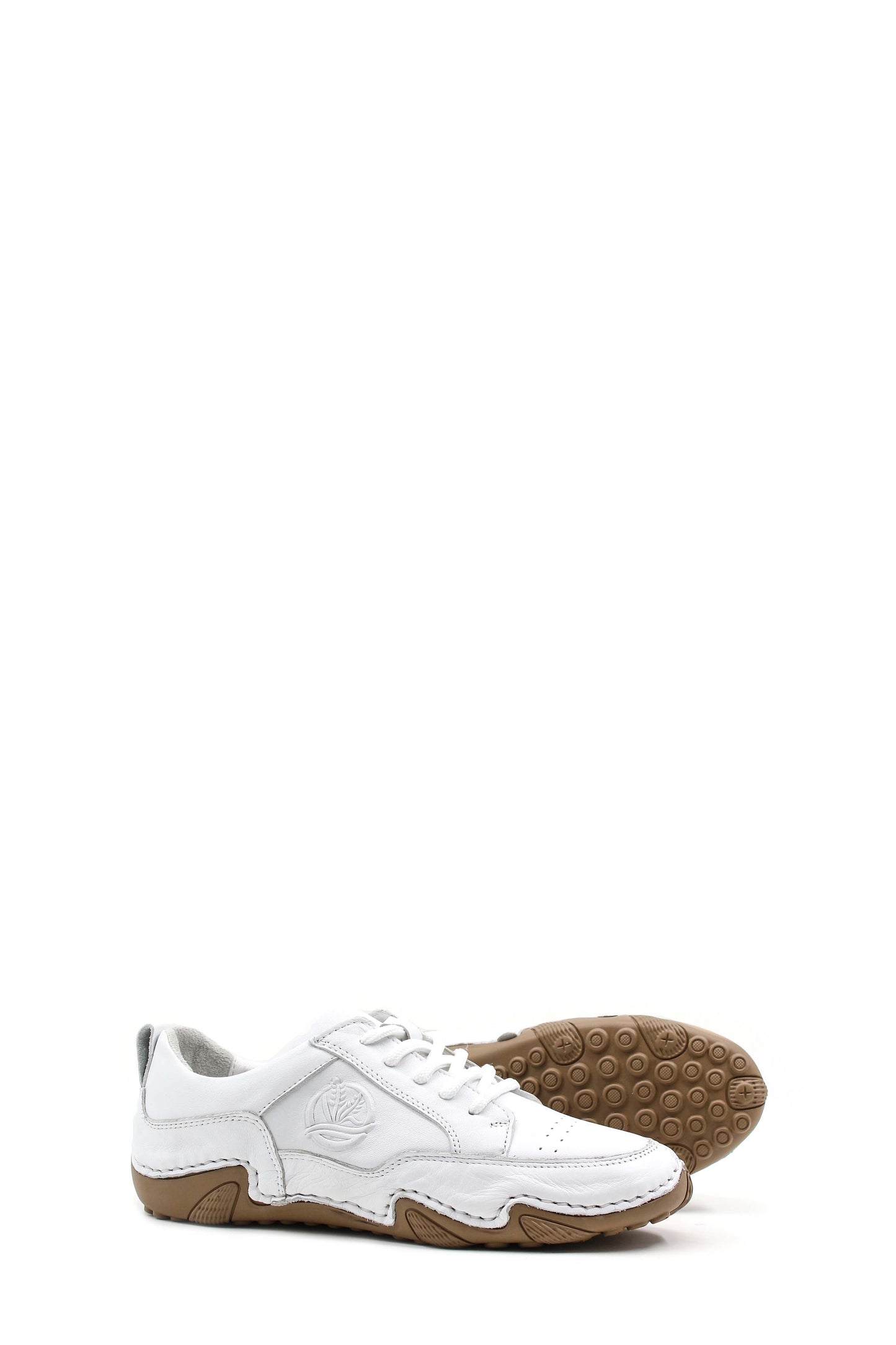 KOALA SYDNEY Men's White Leather Lace-Up Casual Sneakers with Embossed Design