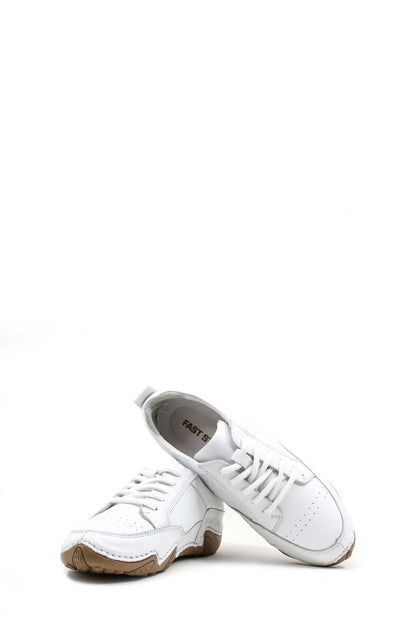 KOALA SYDNEY Men's White Leather Lace-Up Casual Sneakers with Embossed Design