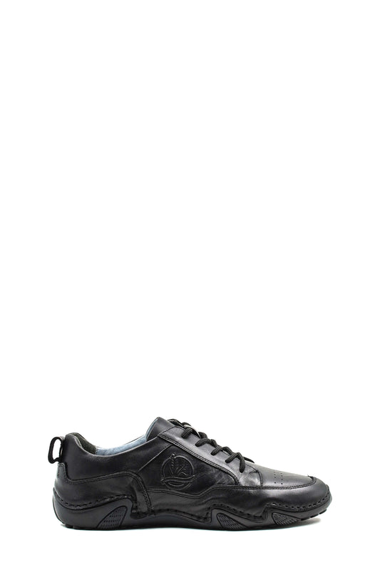 KOALA SYDNEY Men's Black Leather Casual Shoes with Embossed Detail