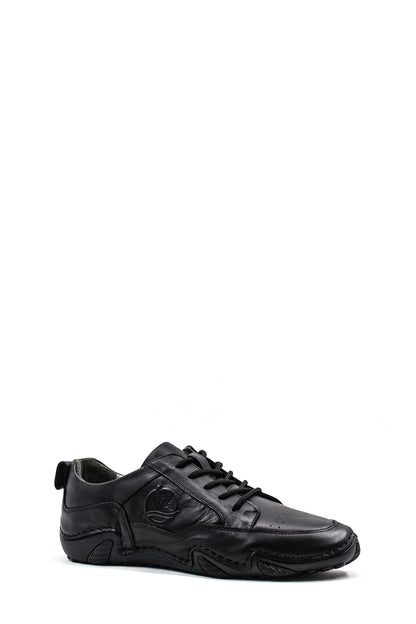 KOALA SYDNEY Men's Black Leather Casual Shoes with Embossed Detail