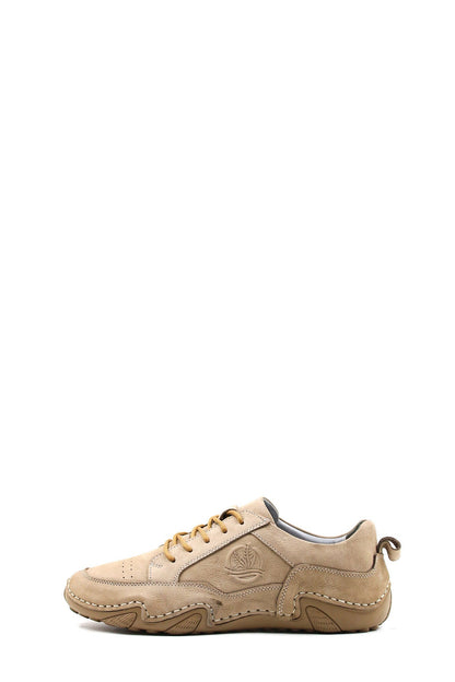 KOALA SYDNEY Men's Beige Leather Lace-Up Casual Shoes