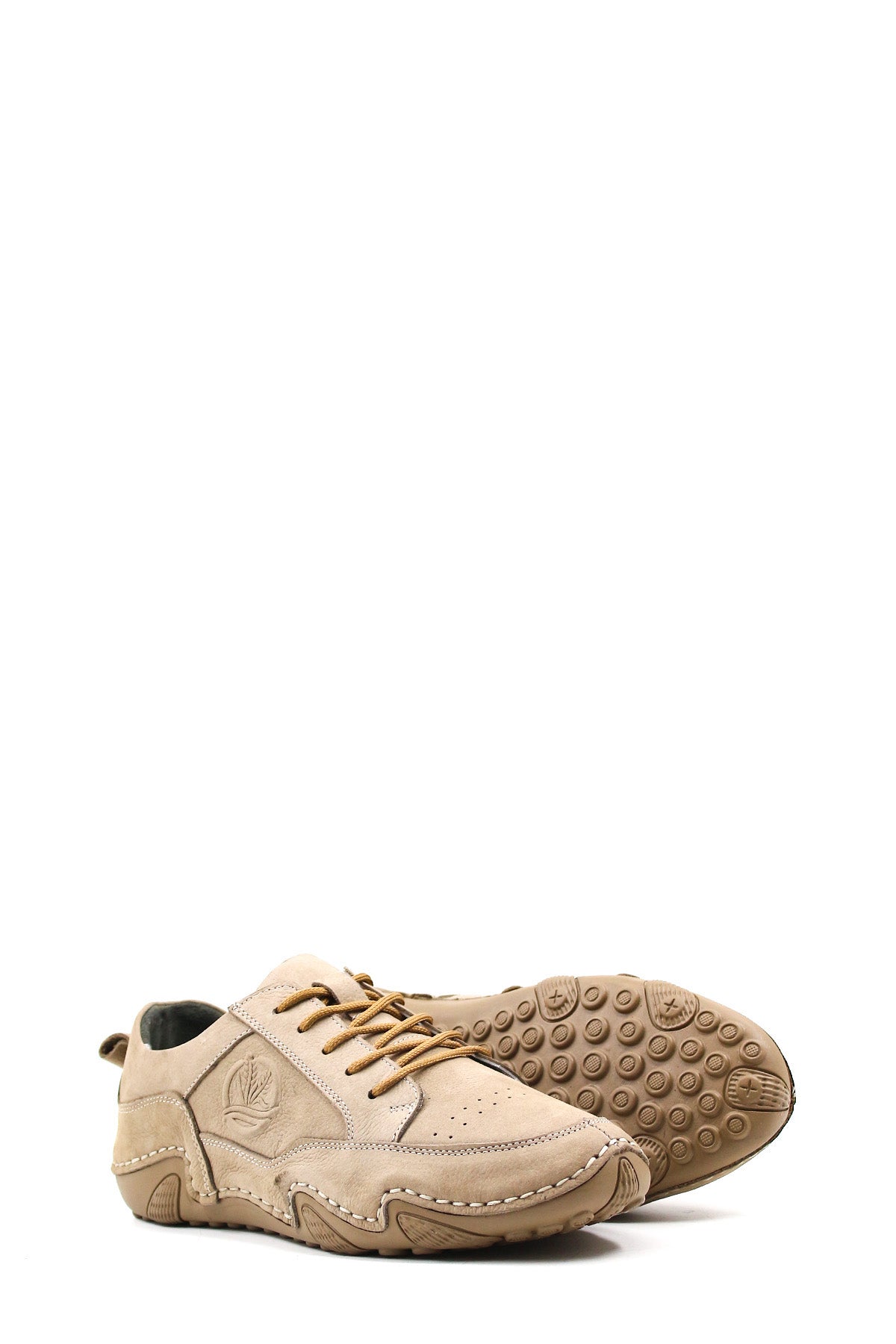 KOALA SYDNEY Men's Beige Leather Lace-Up Casual Shoes