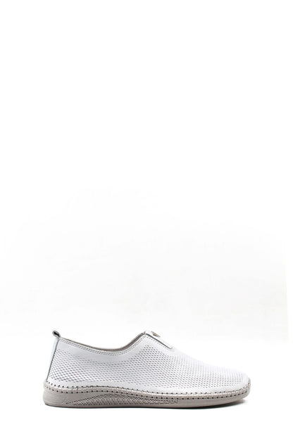 KOALA SYDNEY Men's White Mesh Slip-On Casual Shoes with Stitch Detailing