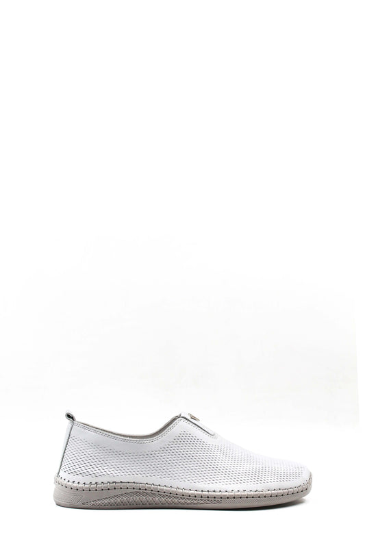 KOALA SYDNEY Men's White Mesh Slip-On Casual Shoes with Stitch Detailing