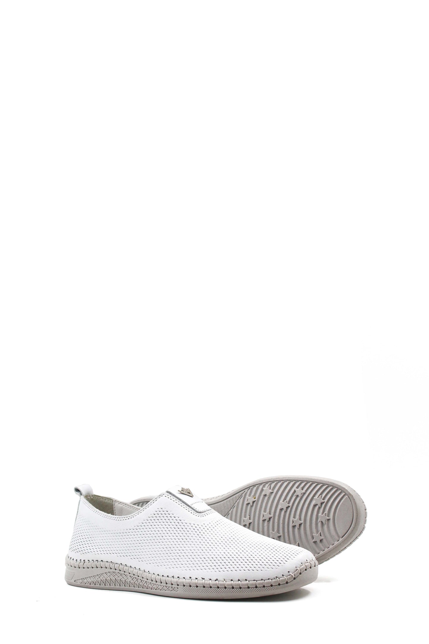 KOALA SYDNEY Men's White Mesh Slip-On Casual Shoes with Stitch Detailing